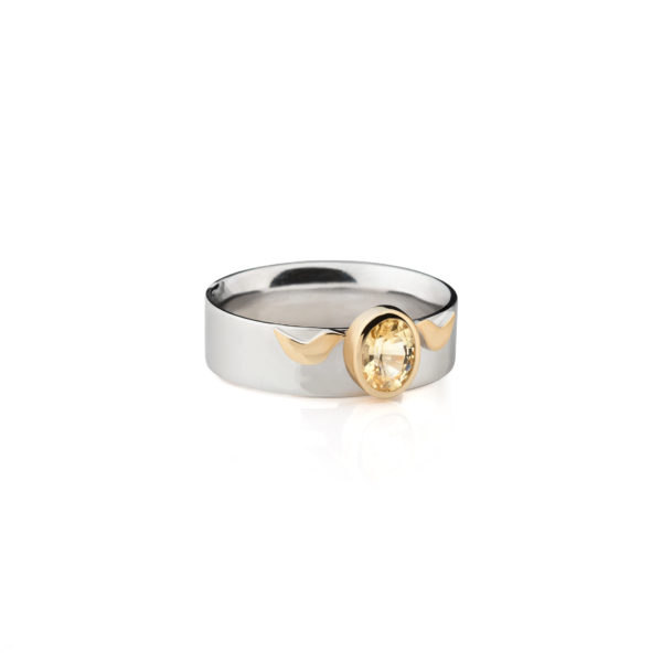 White and Rose Gold Ring with Yellow Sapphire "Honey"