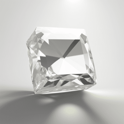 A square cut diamond on its side