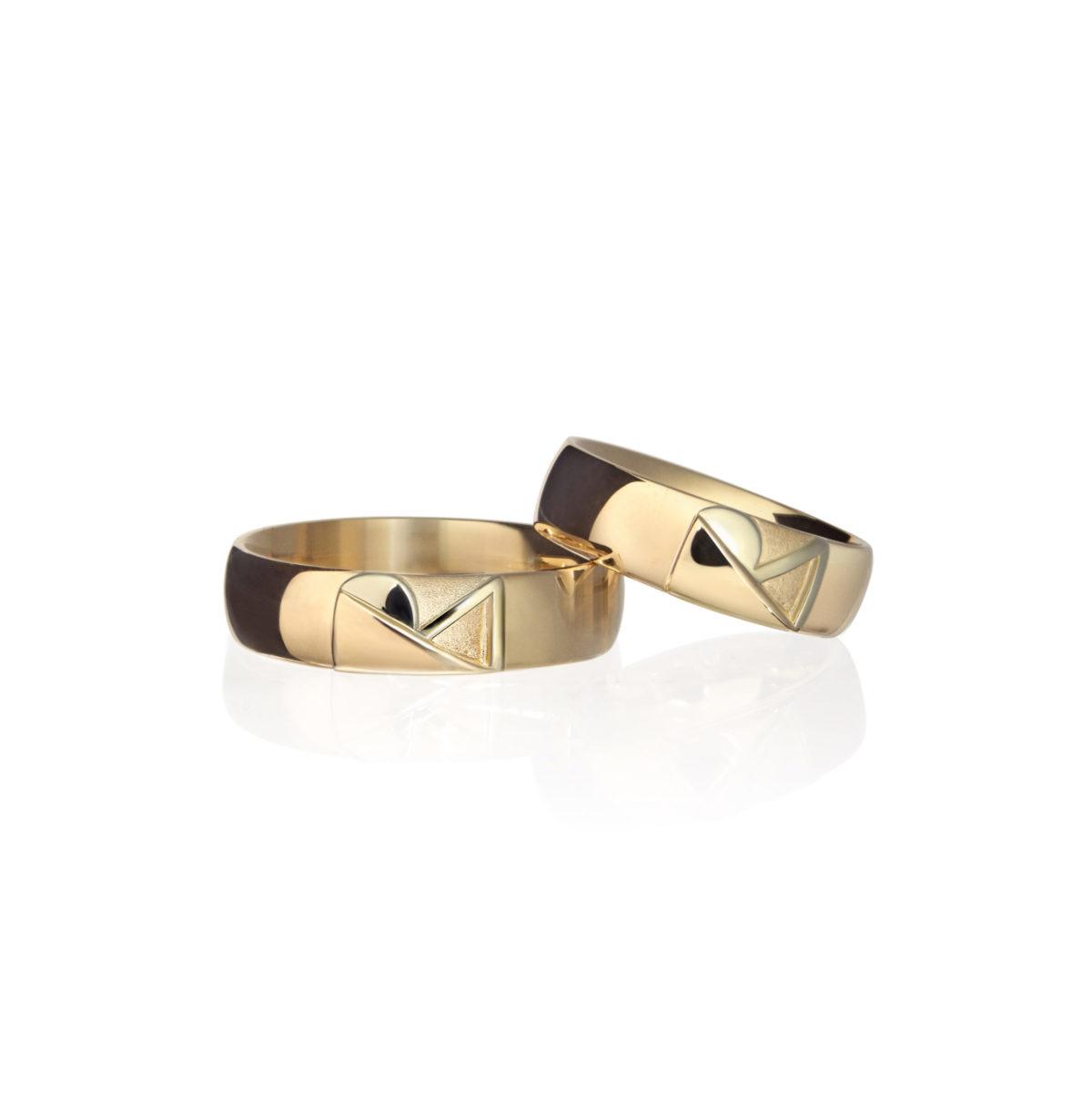 Pink and White Gold Individual Wedding Rings with Initials - Image 3