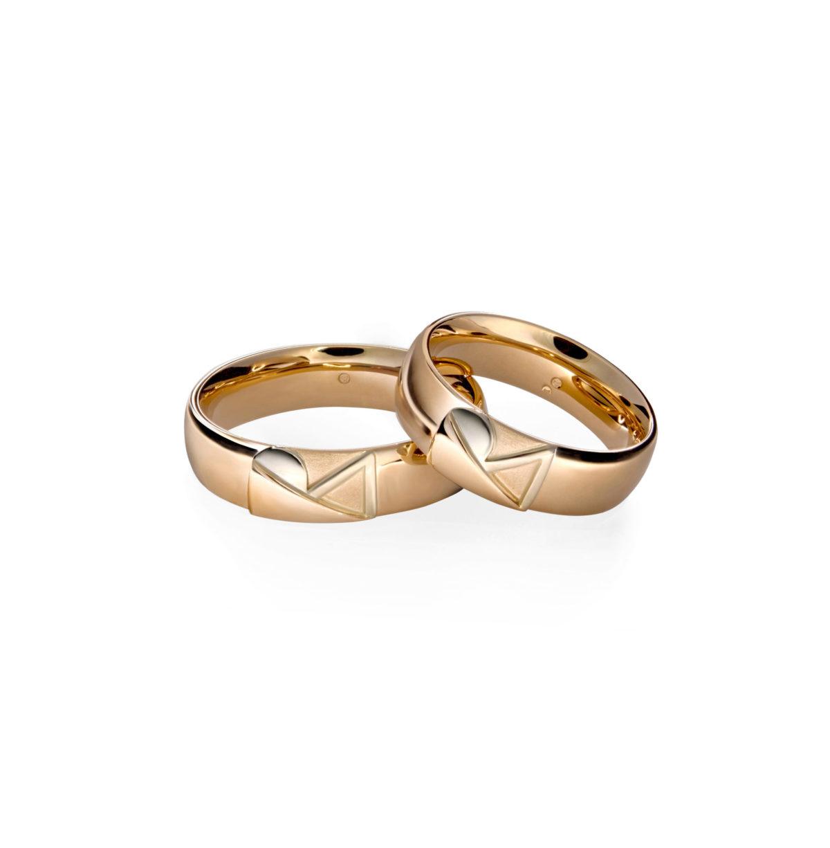 Pink and White Gold Individual Wedding Rings with Initials