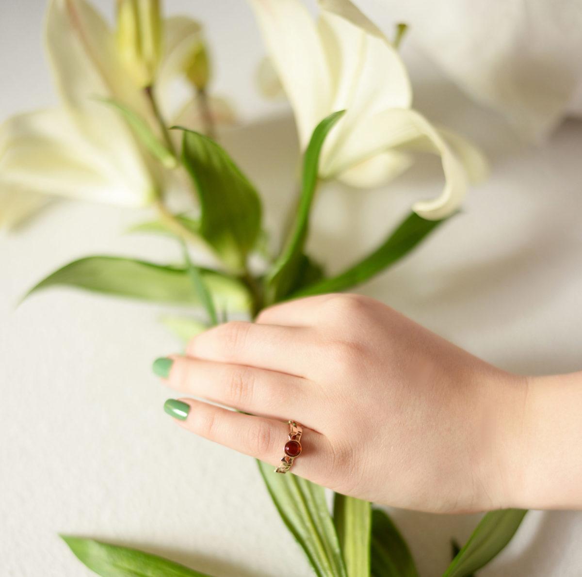 Silver or Gold Ring with Amber "Sun" - Image 7