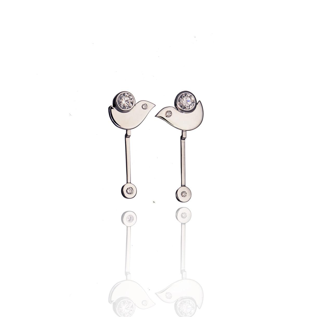 White Gold Earrings with Diamonds "Happy Burden" - Image 5