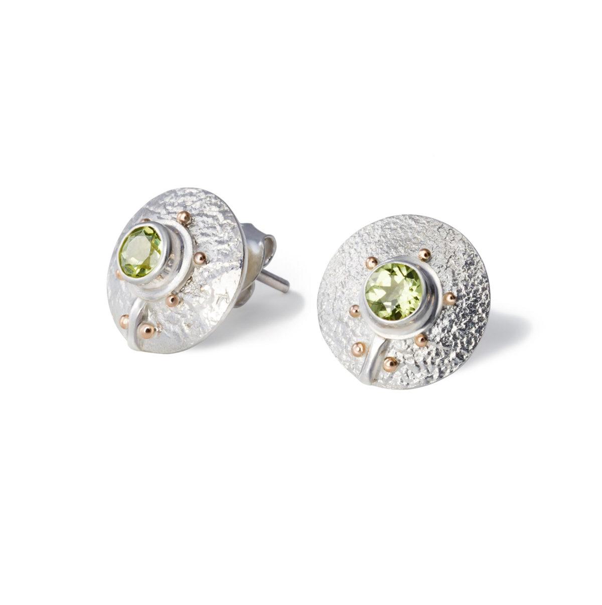 Pendientes de Plata y Oro con Peridoto "Manzano" - Imagen 2