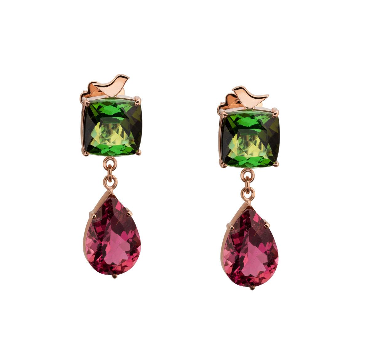 Rose Gold Earrings with Tourmaline "Summer Drops" - Image 2