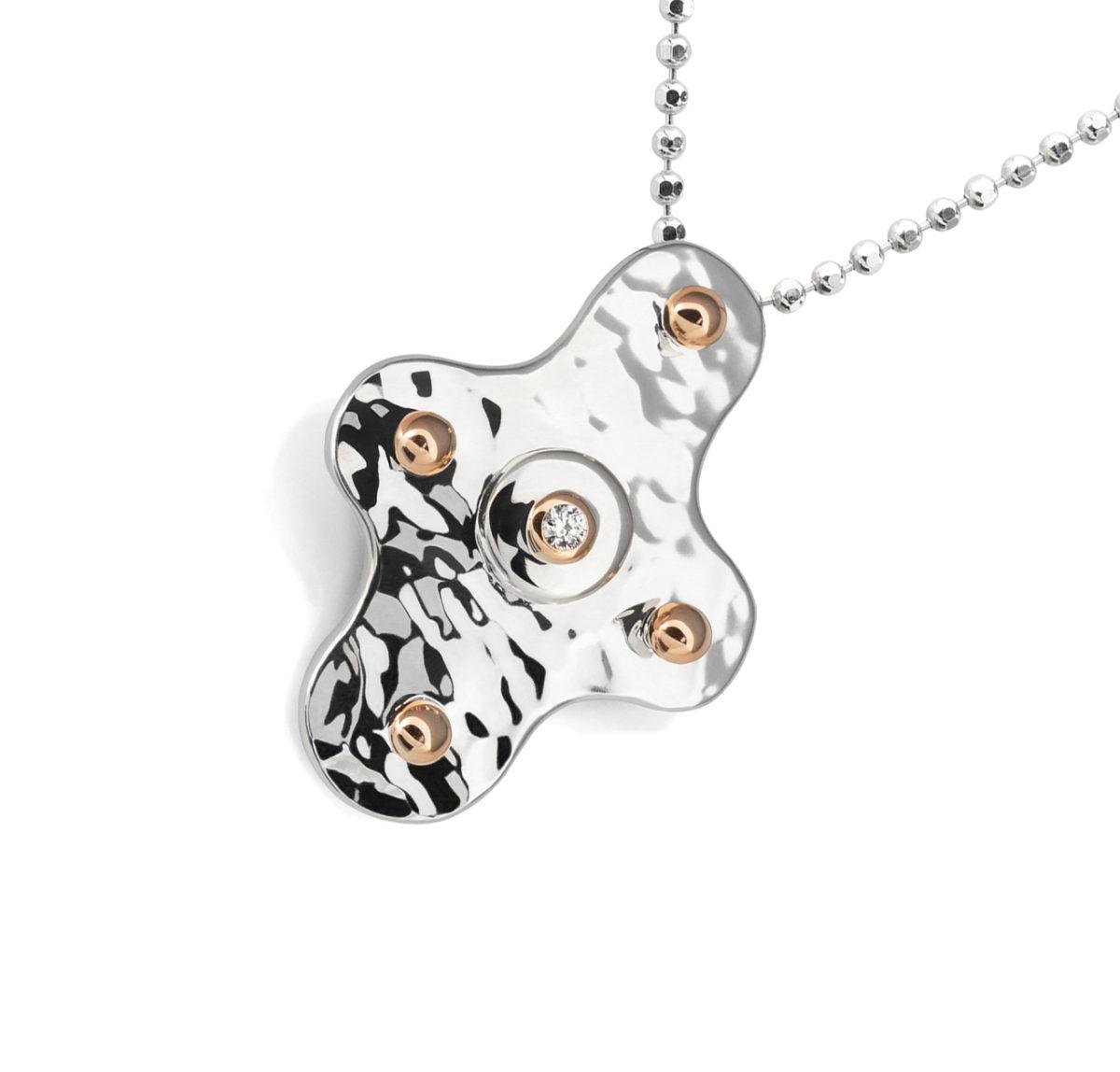 Rose Gold and Silver Cross with Diamond "Sky" - Image 2