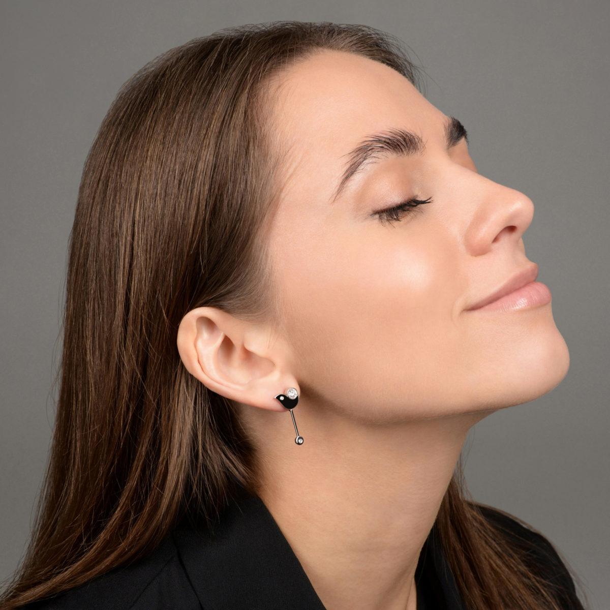 White Gold Earrings with Diamonds "Happy Burden" - Image 6