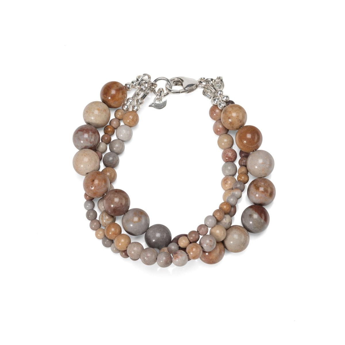 Natural Jasper Bracelet "Gray Nightingale" with Silver Clasp