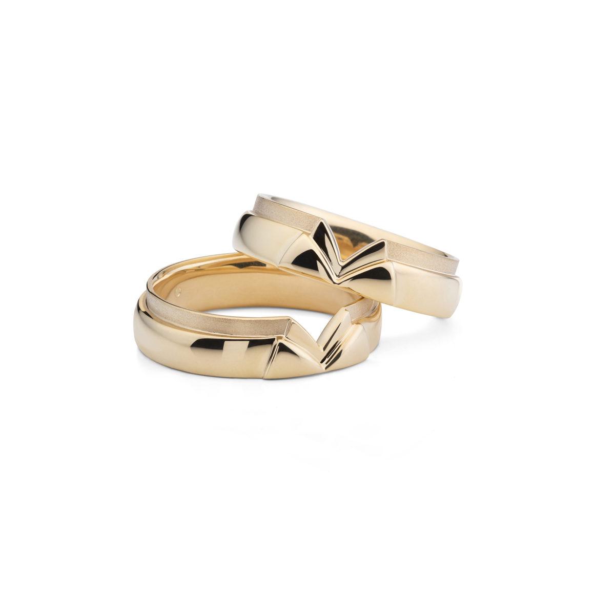 Two Unique Wedding Rings Made of Yellow Gold