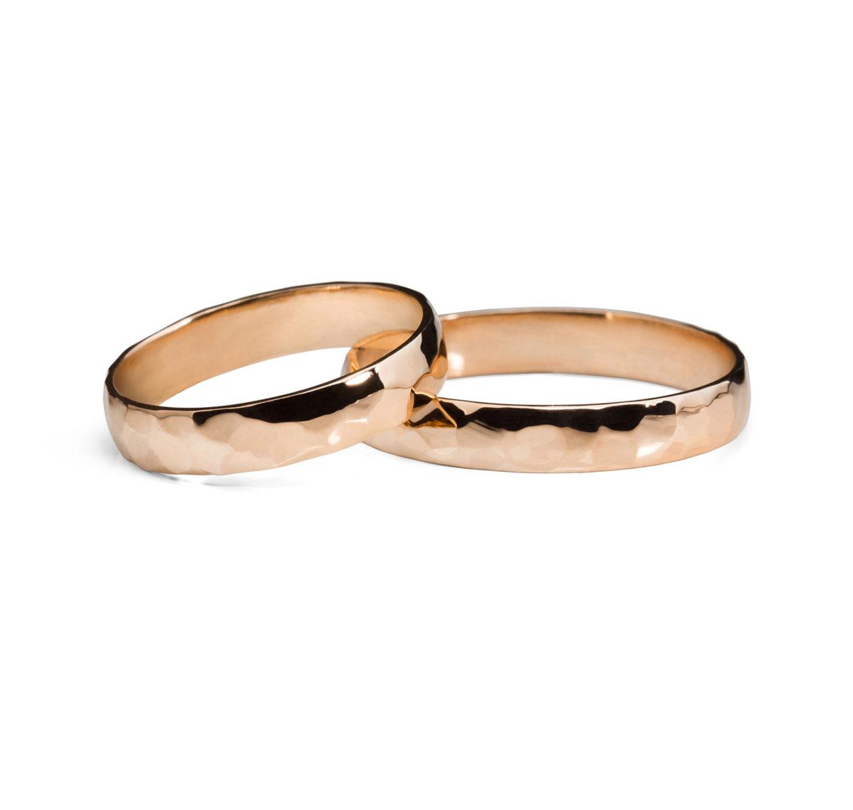 Hand-Hammered Gold Wedding Rings - Image 2