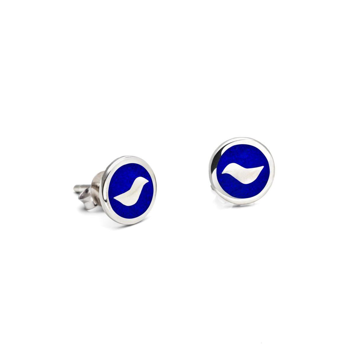 Silver Earrings "Birds with Enamel"