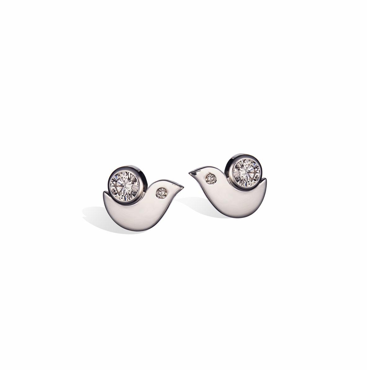 White Gold Earrings with Diamonds "Happy Burden"