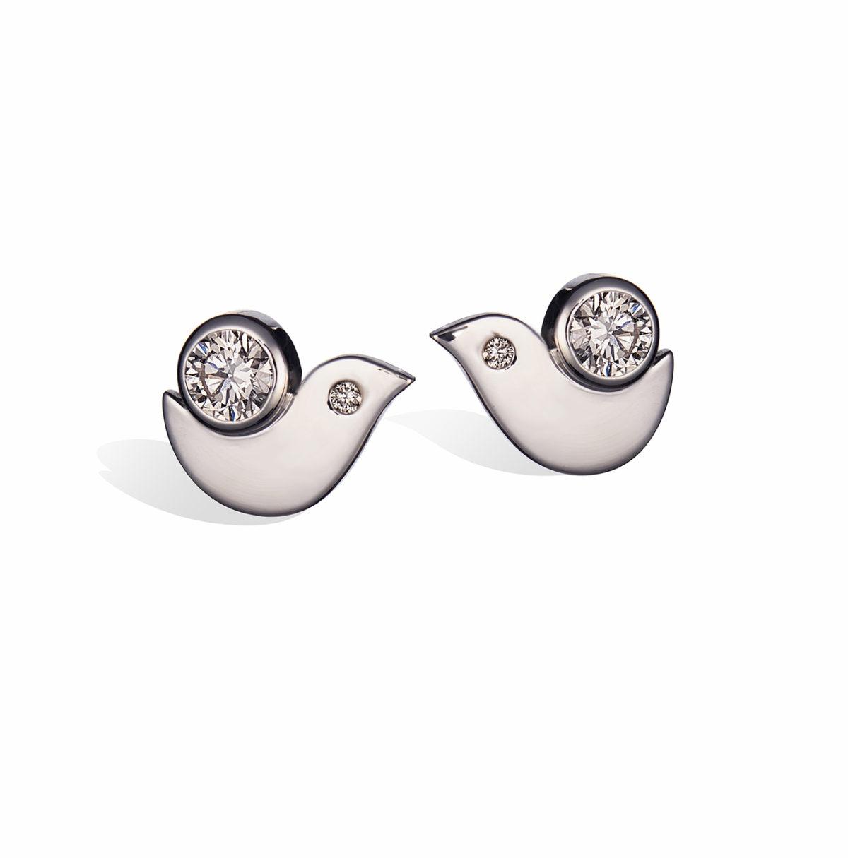 White Gold Earrings with Diamonds "Happy Burden" - Image 3