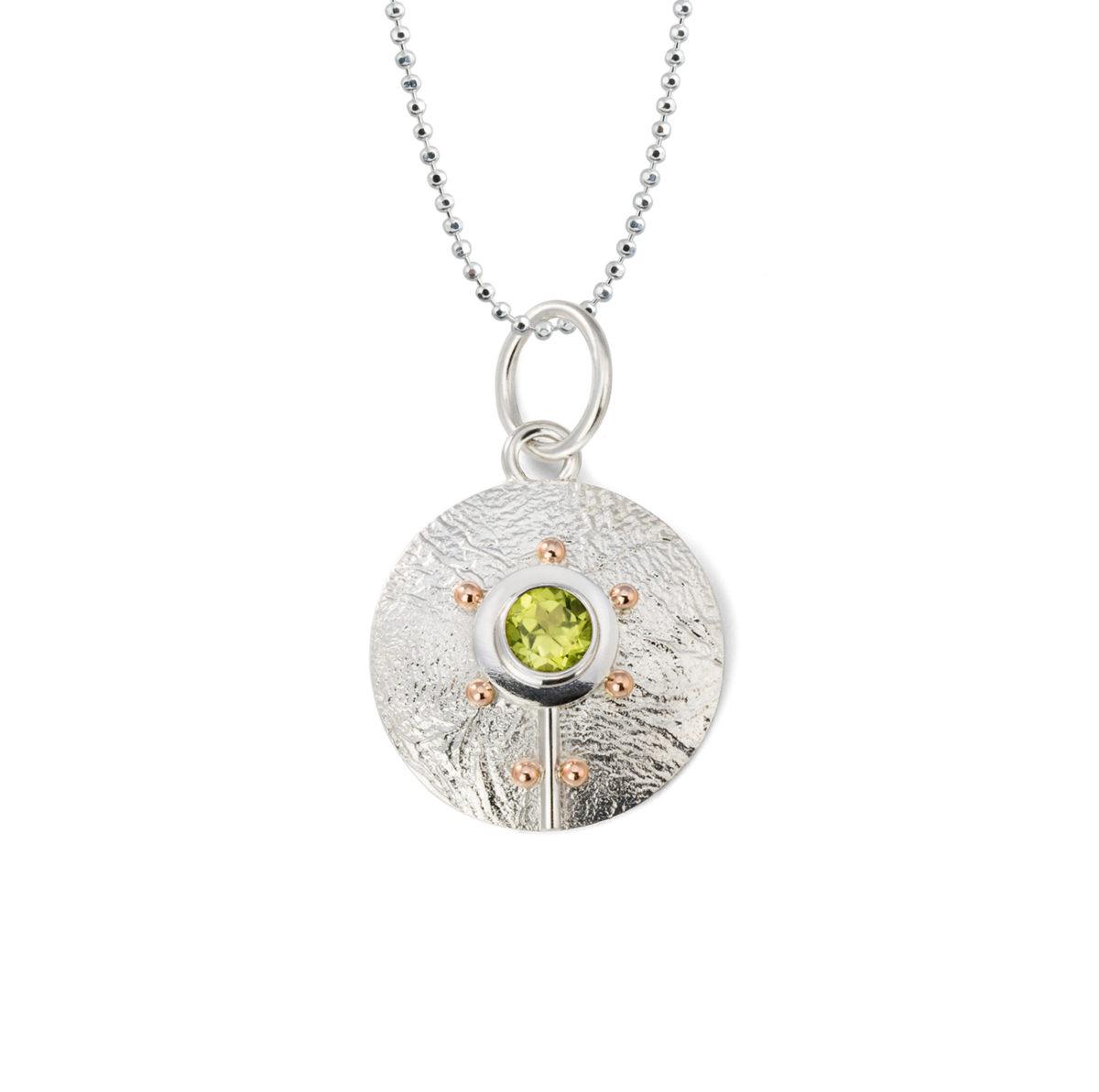 Colgante de Plata y Oro con Peridoto "Manzano" - Imagen 2