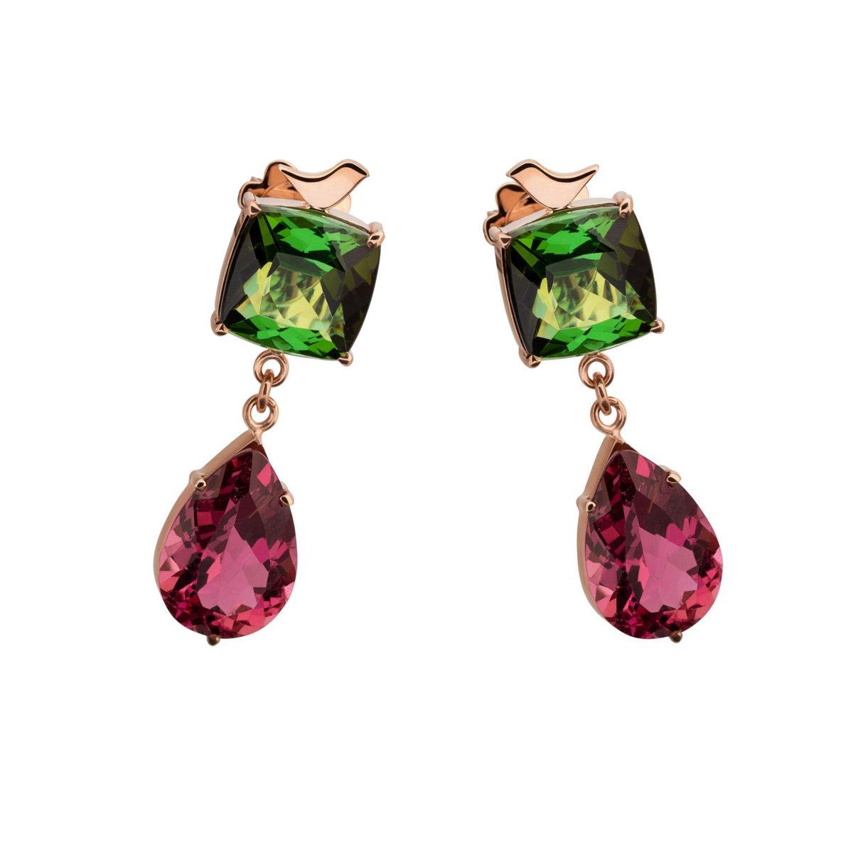 Rose Gold Earrings with Tourmaline "Summer Drops" - Image 3