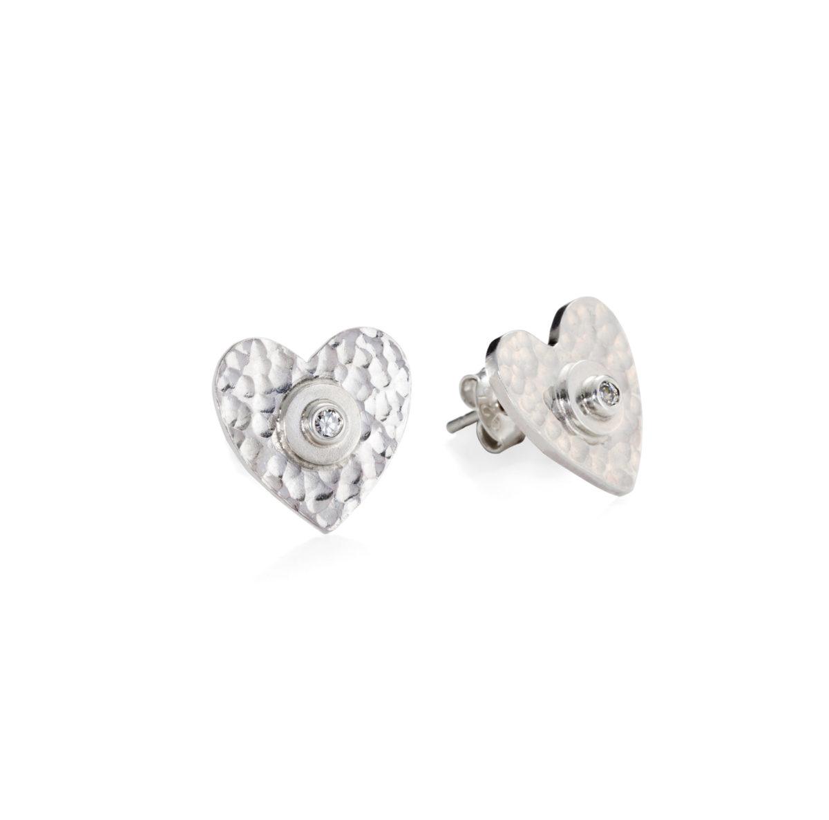 Silver Earrings with Zircons "Valentines"