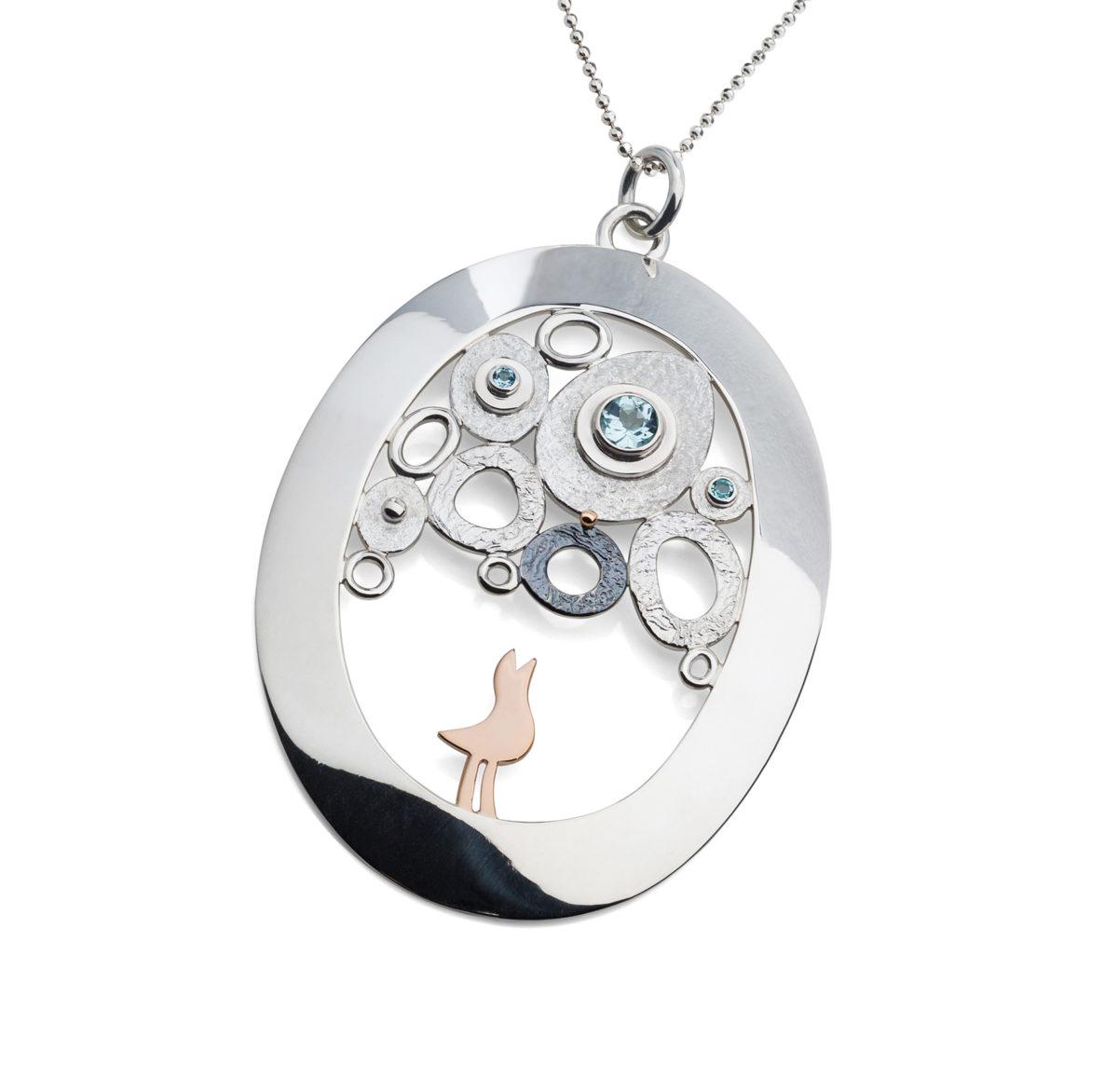 One-Of-A-Kind Silver and Gold Pendant with Topazes "Summer Clouds (IV)" - Image 2