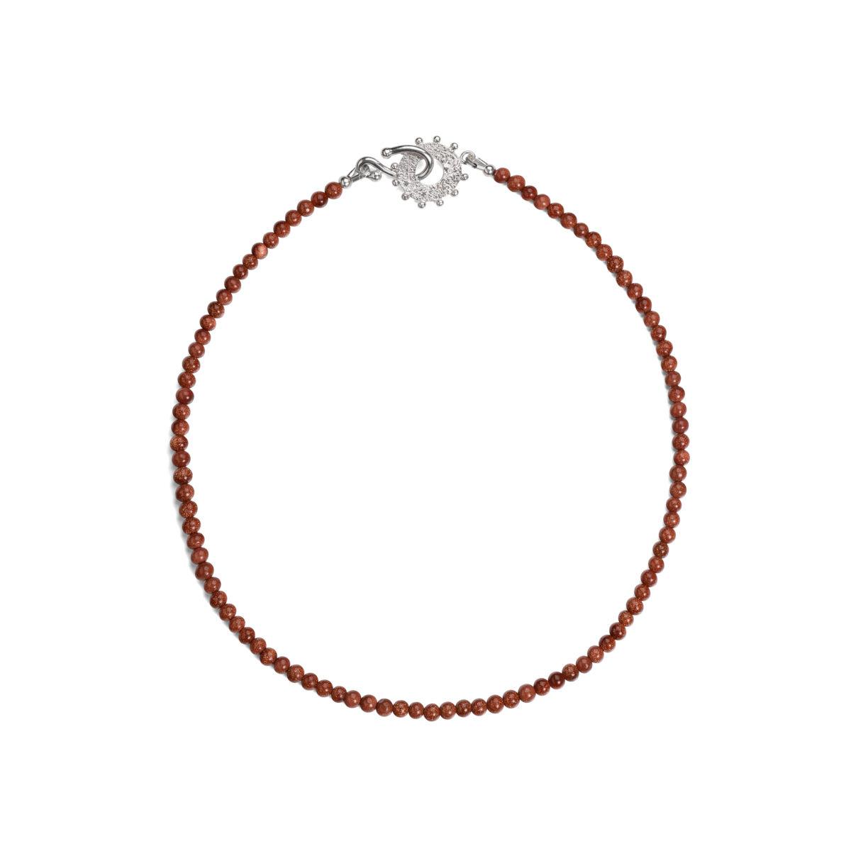 Necklace "Sol" with Sunstone and Silver Clasp