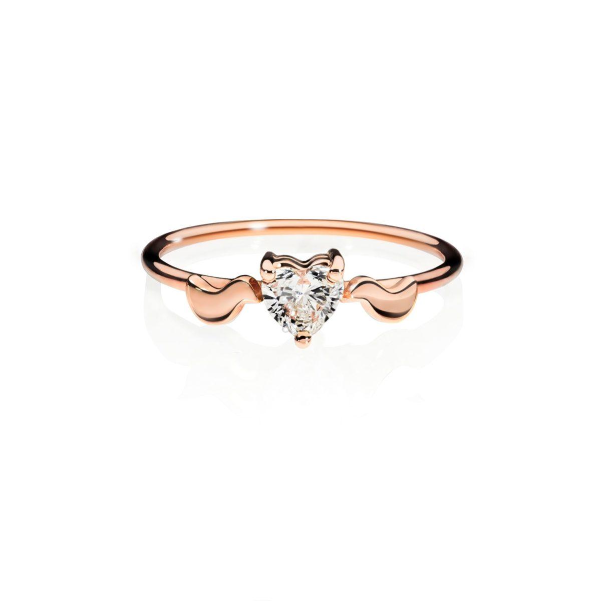 Gold Ring "Amor" with Heart Shaped Diamond - Image 6