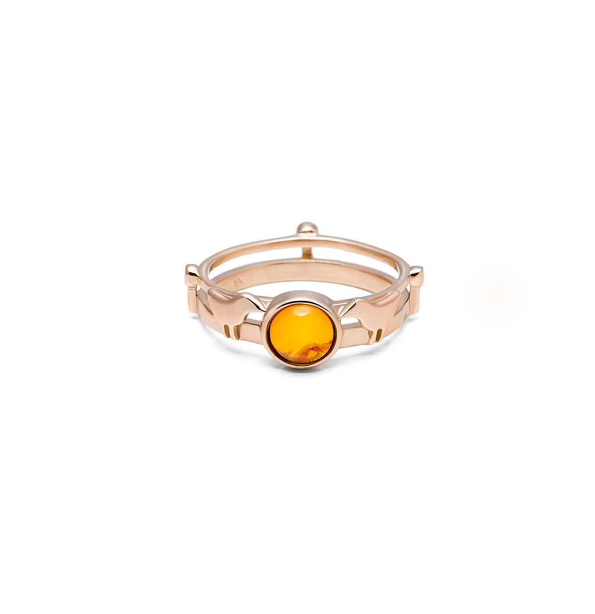 Silver or Gold Ring with Amber "Sun" - Image 5