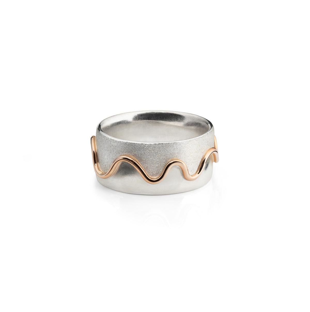 Handmade Silver and Rose Gold Ring "River"