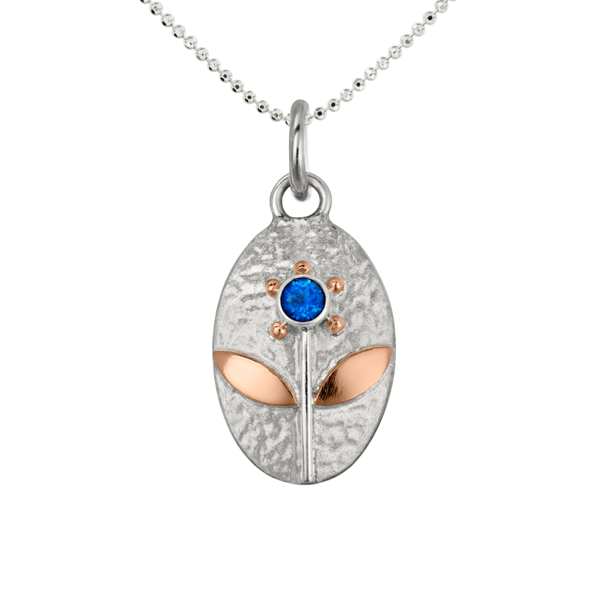 Silver and Rose Gold Pendant with Sapphire or Topaz "Blooming" - Image 2