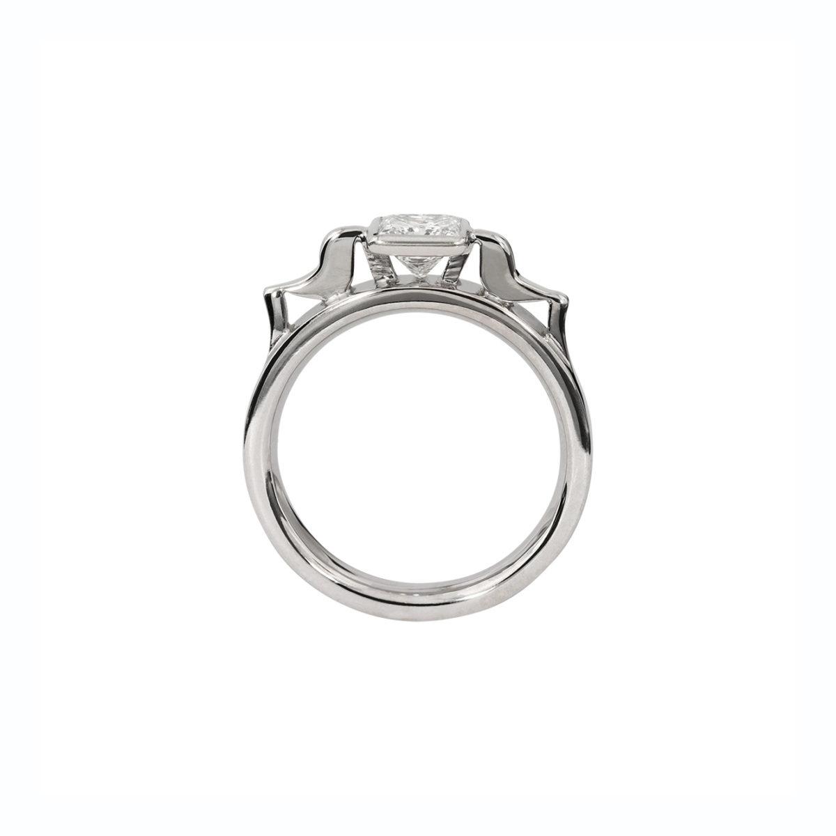 White Gold Ring with Princess Diamond "Domus Duo"