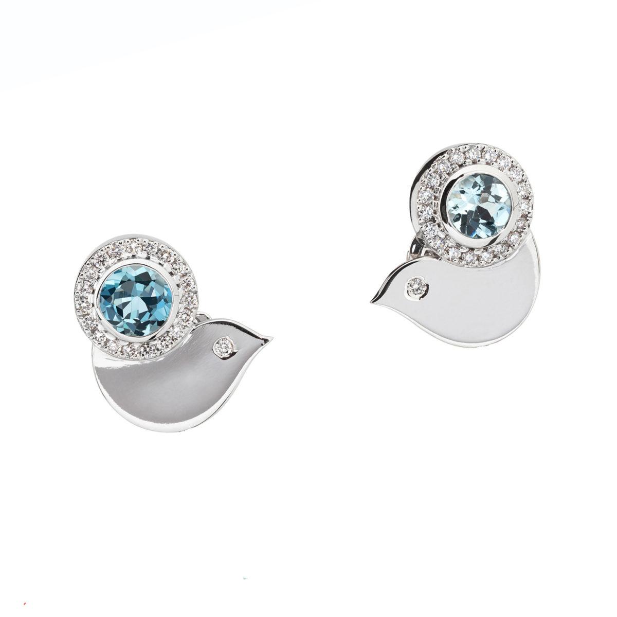 White Gold Earrings with Aquamarines and Diamonds "Symphony" - Image 2