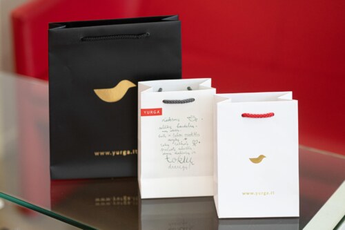 All YURGA bags on the table in-store