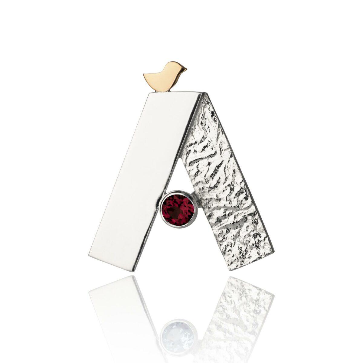 Earring Collection “Letters” with Golden Birds and Gemstones - Image 3